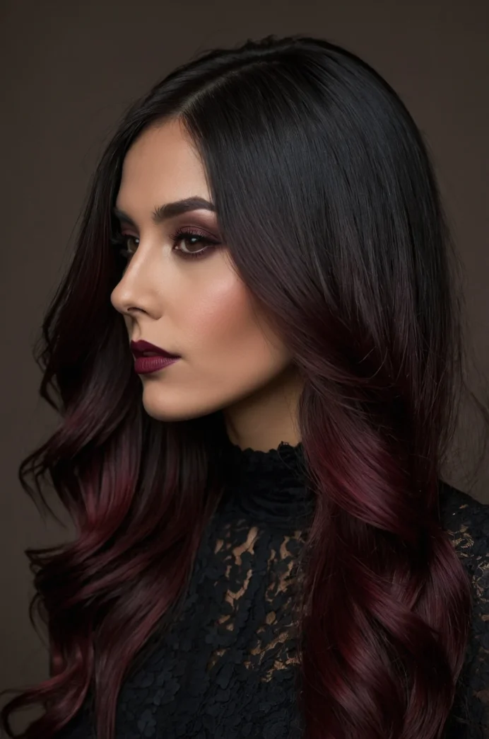 Burgundy and Black Cherry Balayage
