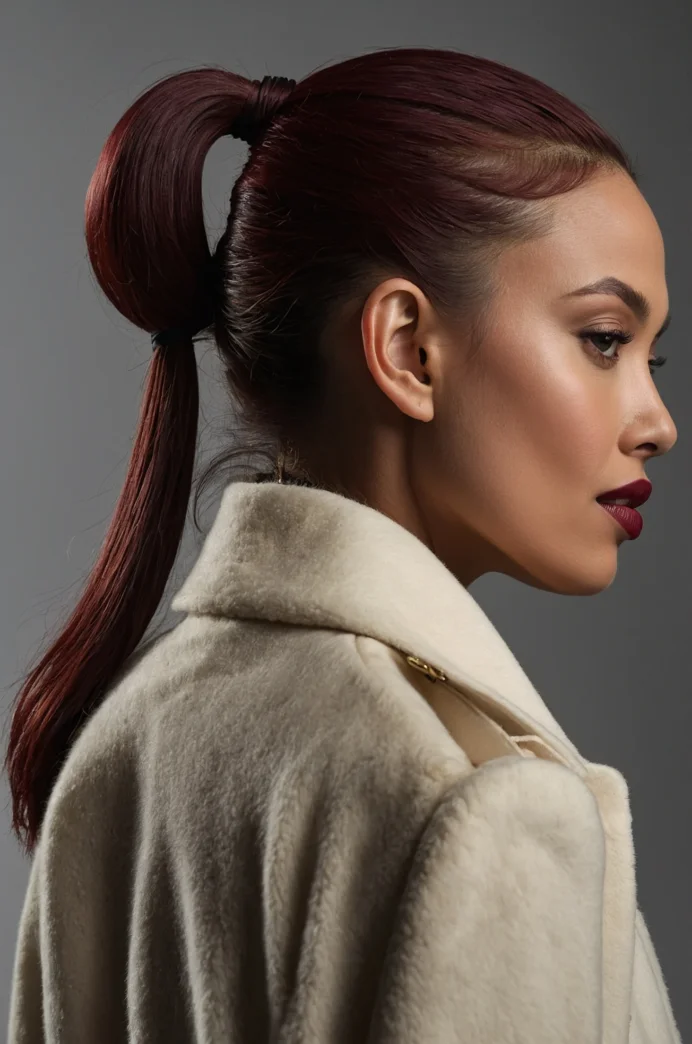 Burgundy Colored Low Ponytail