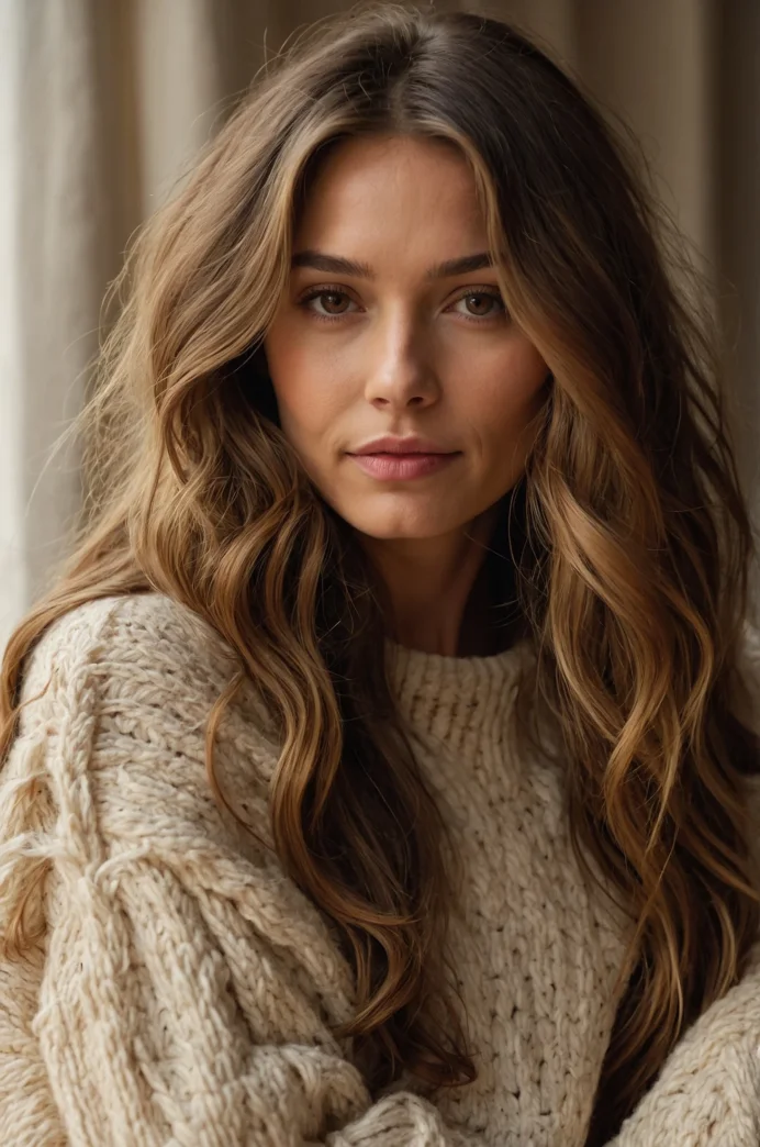 Classic Soft Curtain Fringe on Long Hair