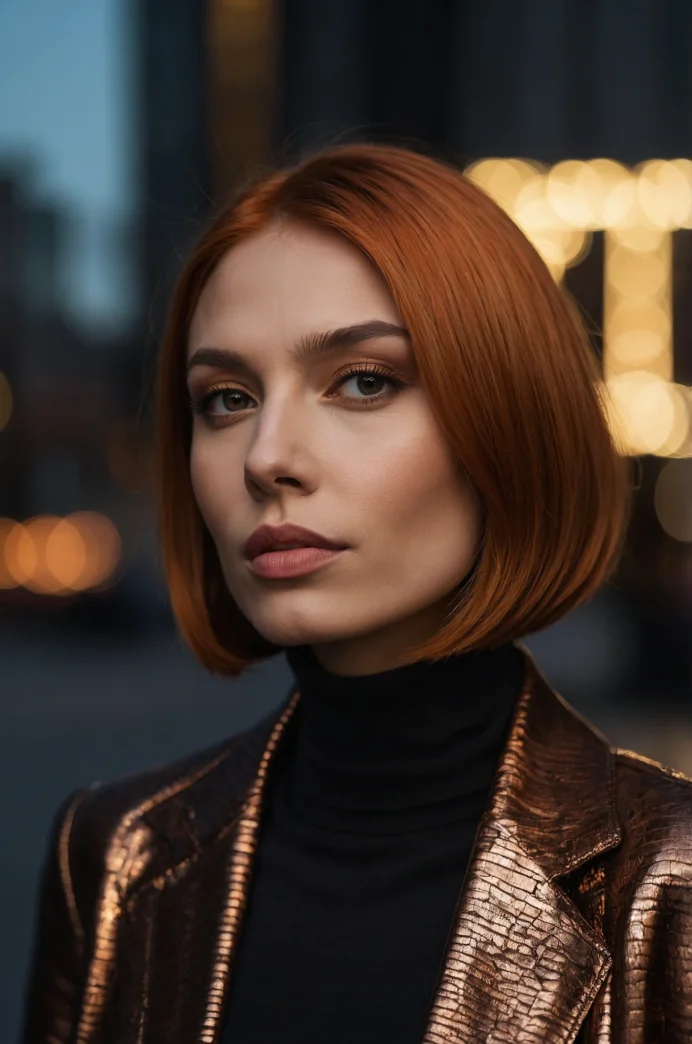 Copper-Toned Sleek Bob