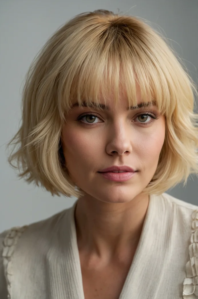 Curtain Fringe on a Bright Blonde Bob