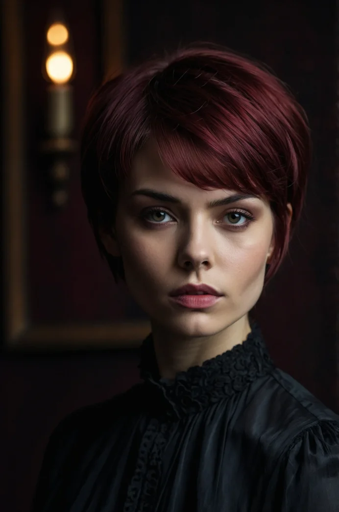 The Bowl Cut Pixie in Deep Burgundy