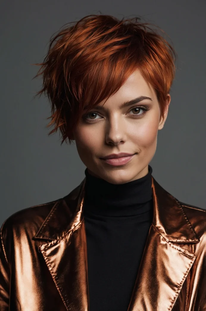 Deep Copper Textured Pixie