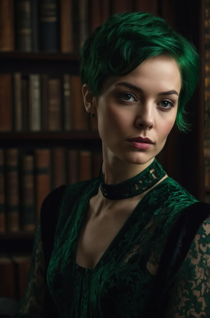 The Deep Emerald Green Wavy Pixie