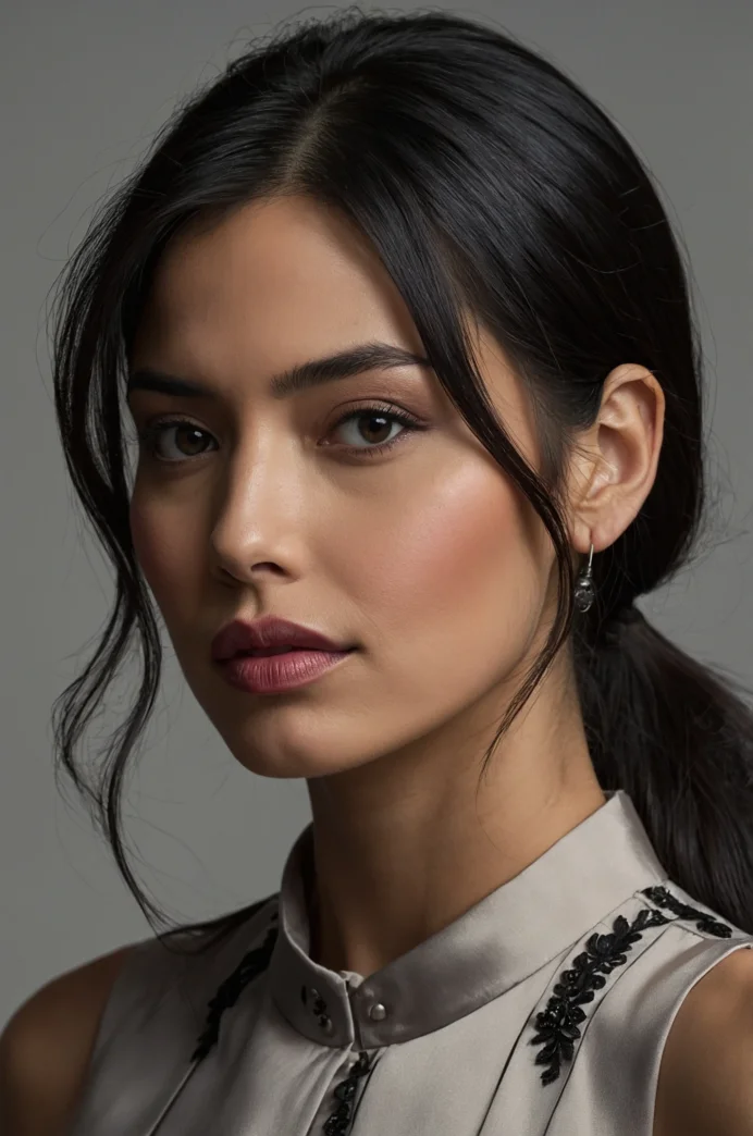 Deep Side-Part Low Ponytail
