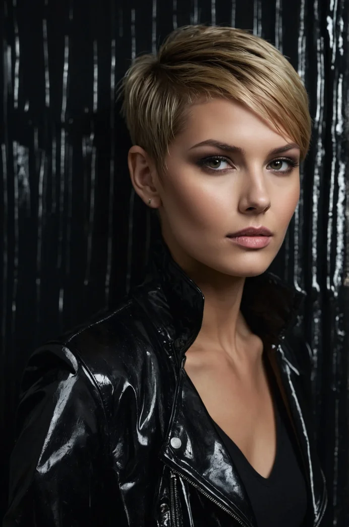 The Dirty Blonde Pixie with a Wet Look
