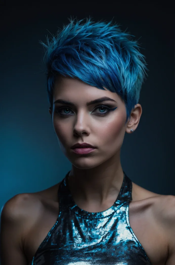 The Electric Blue Top with a Buzzed Undercut