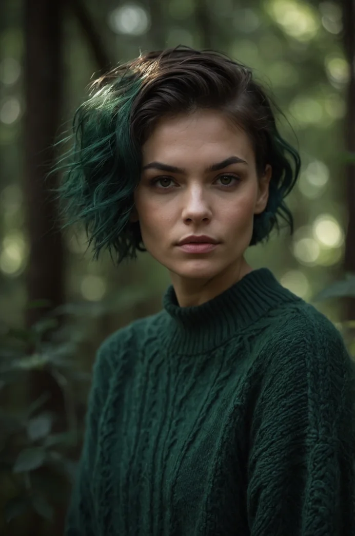 The Forest Green Wavy Top with a Buzzed Undercut