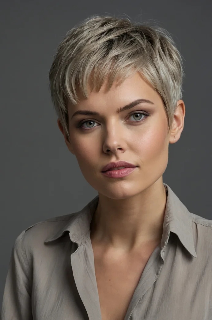 The Greige (Grey-Beige) Blonde Pixie