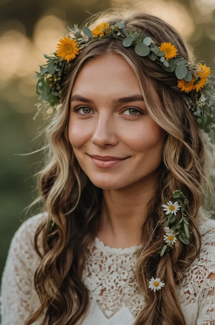 The Half-Up Braid with a Flower Crown