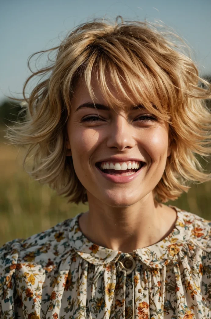 The Honey Blonde Shaggy Pixie
