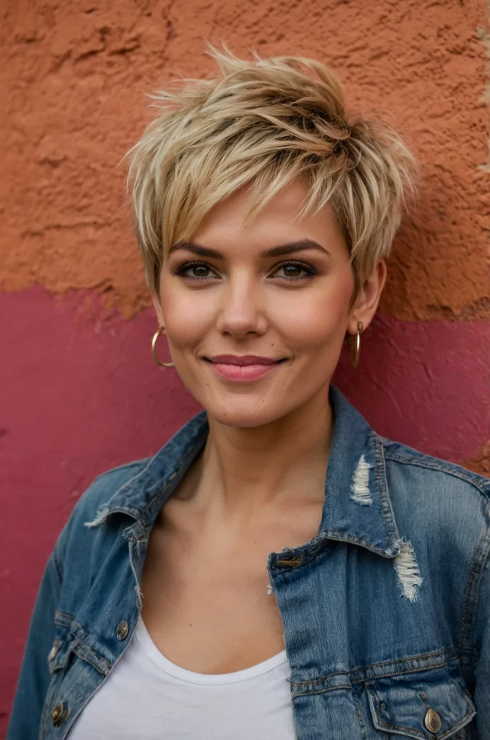 The Honey Blonde Spiky Pixie