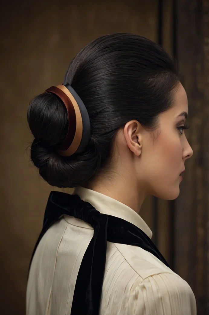 Low Ponytail with a Black Velvet Bow