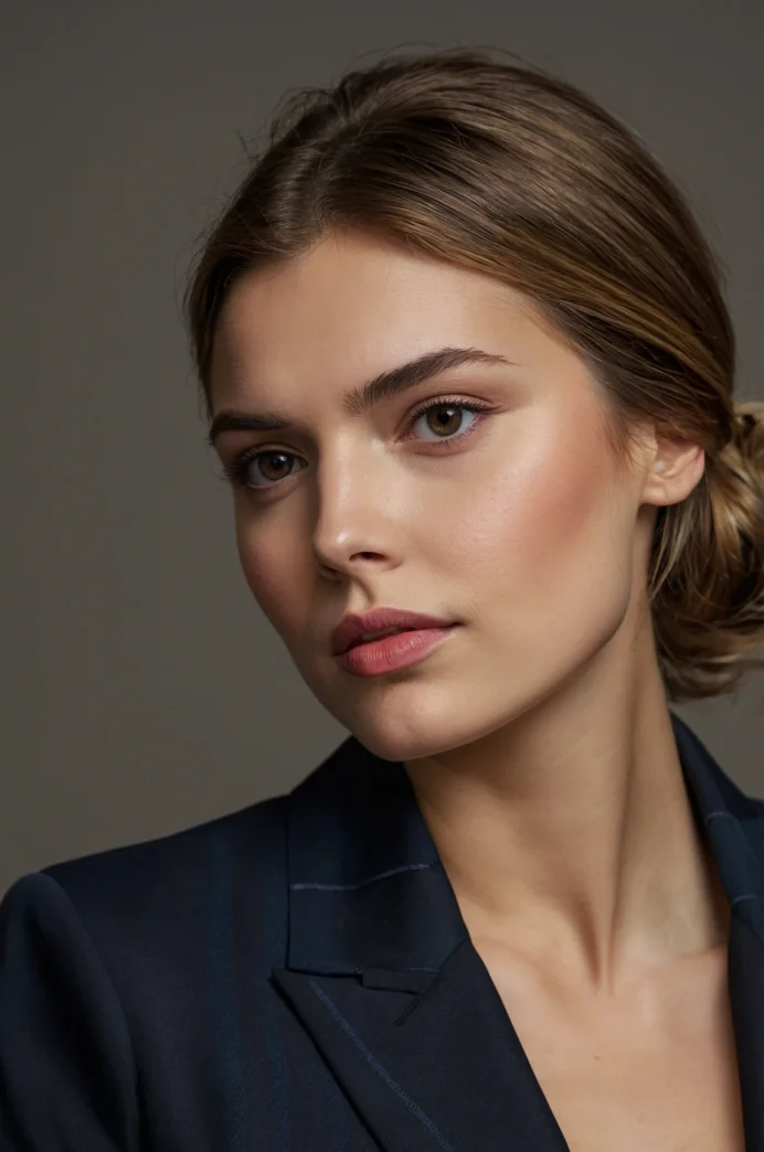 Low Ponytail with a Deep Side Part and Barrette