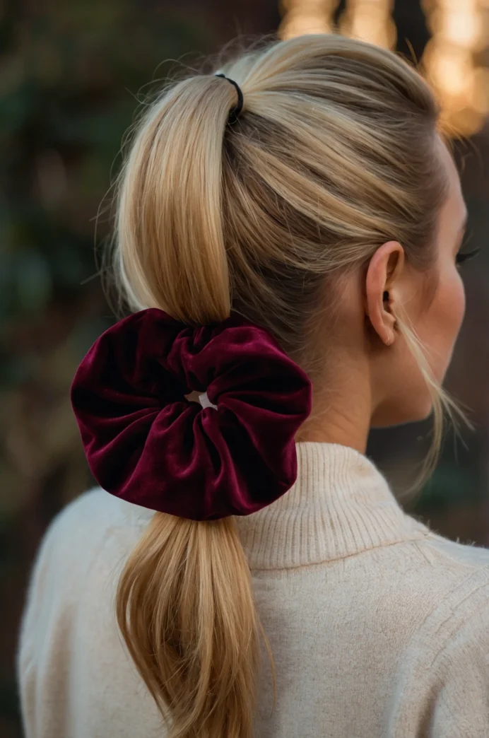 Low Ponytail with a Luxe Velvet Scrunchie