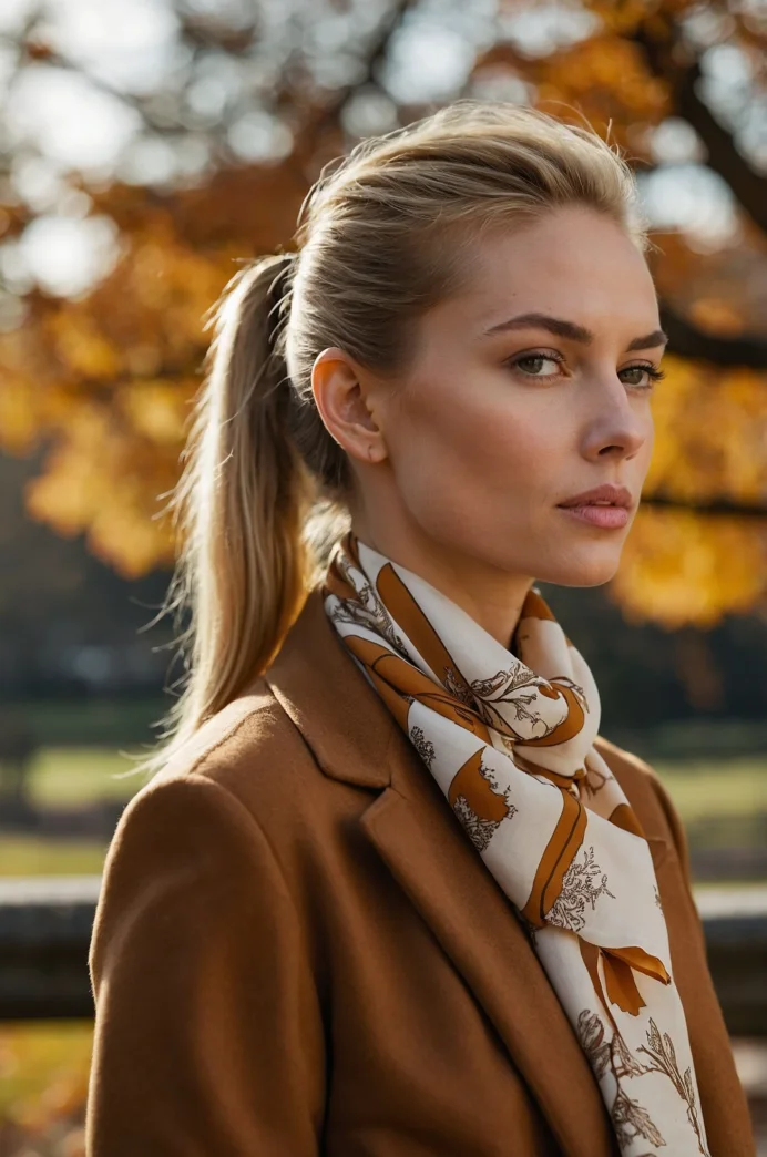 Low Ponytail Tied with a Silk Scarf