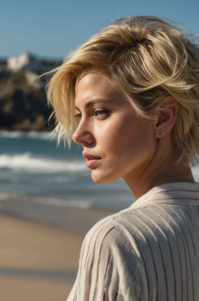 The Messy Blonde Pixie with a V-Shaped Nape Undercut