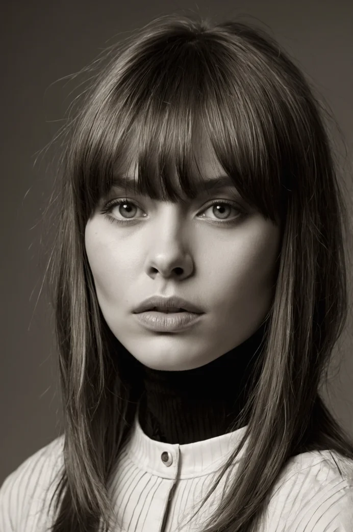 Mid-Length Cut with Bottleneck Bangs