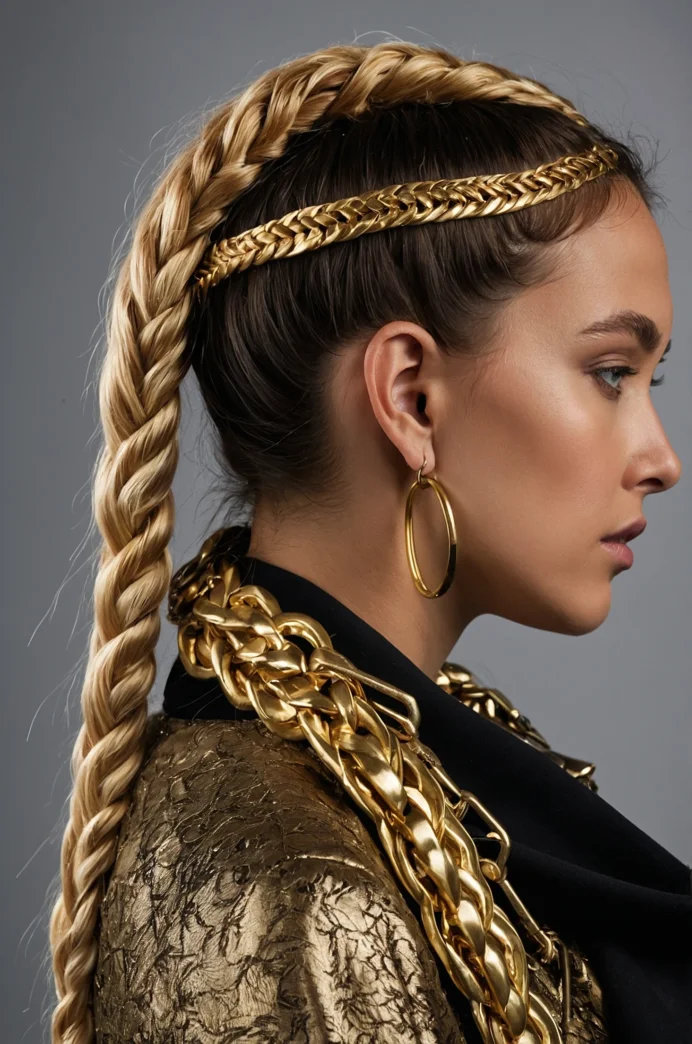 Ponytail with a Chain Woven In