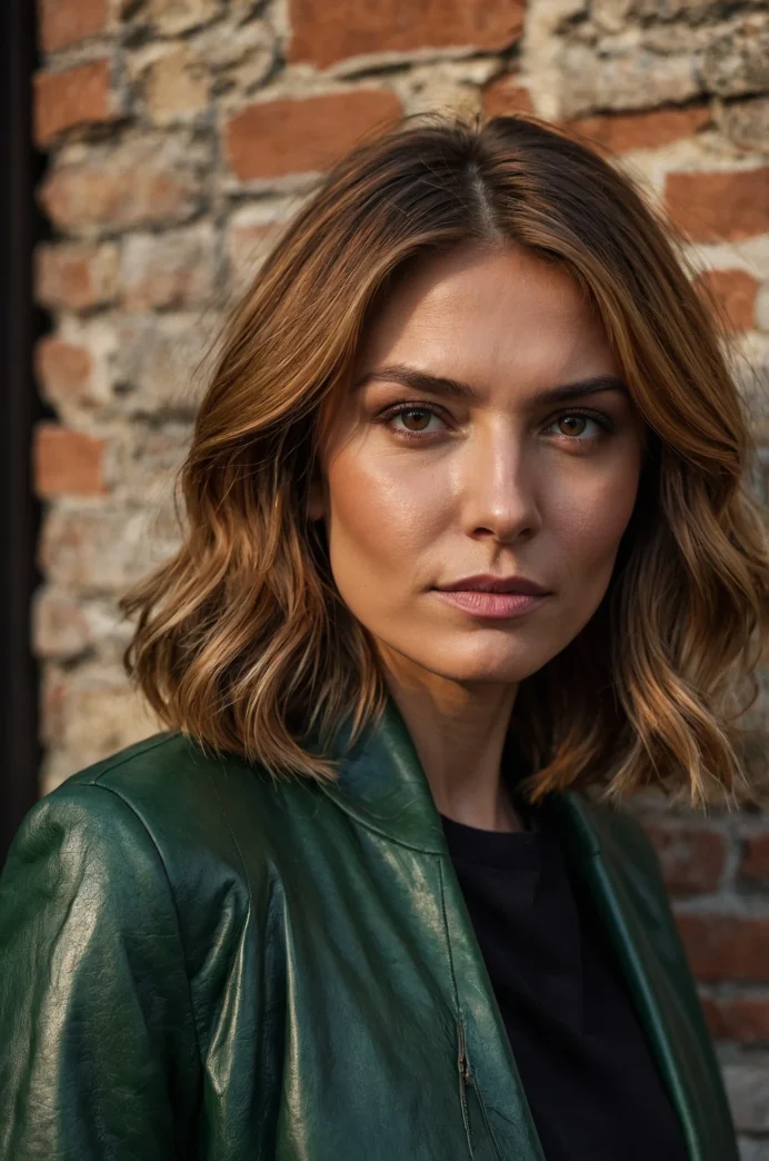 Rich Copper Balayage on a Shoulder-Length Cut