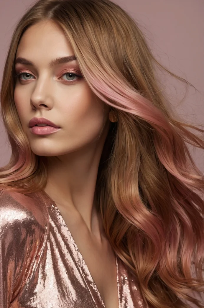Rose Gold Balayage for a Hint of Pink