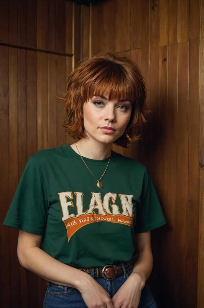 Shag Haircut with a Heavy Curtain Fringe