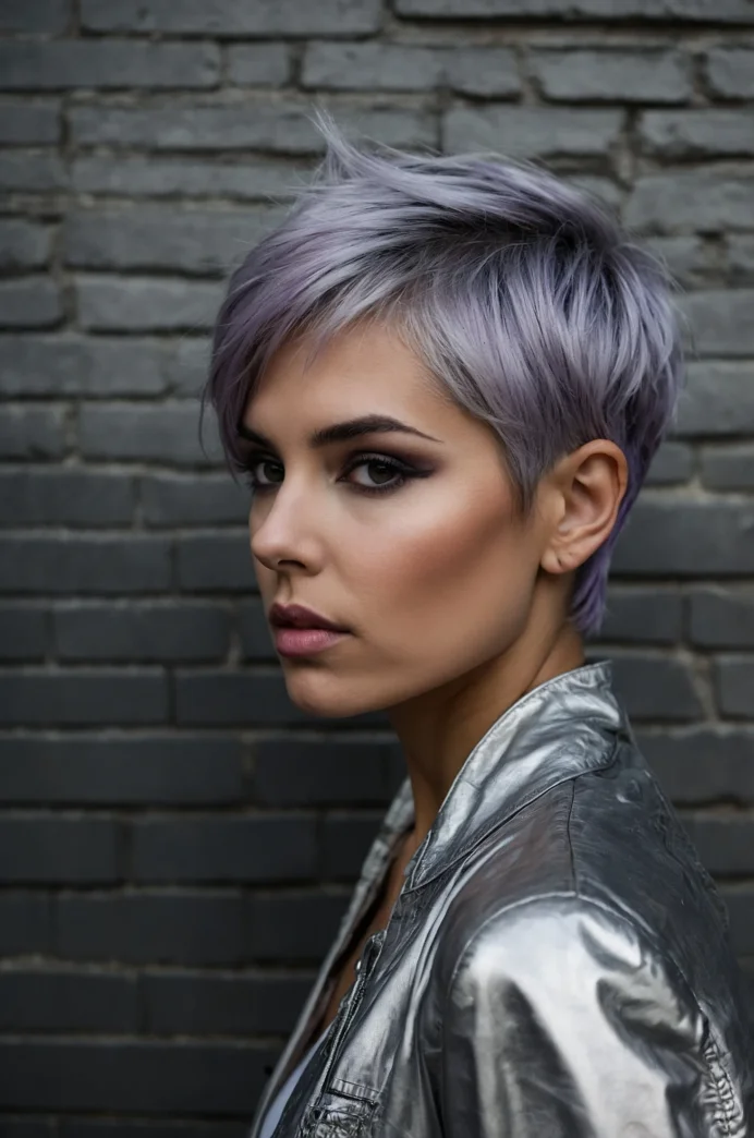 The Silver-Lavender Pixie with a Soft Undercut