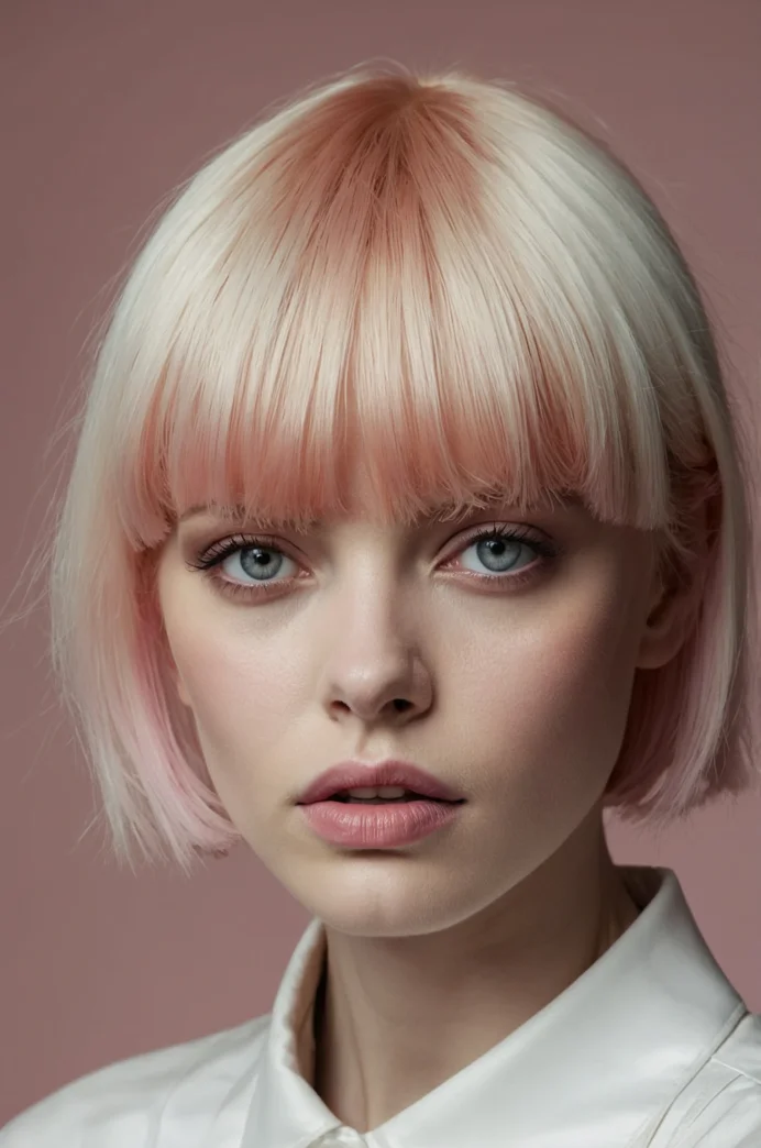 The Sleek White Pixie with a Blunt Fringe