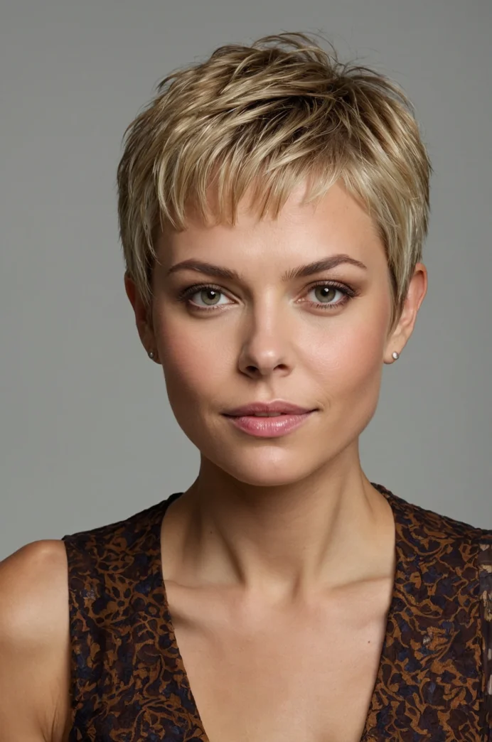 The Sun-Kissed Blonde Pixie with Lowlights