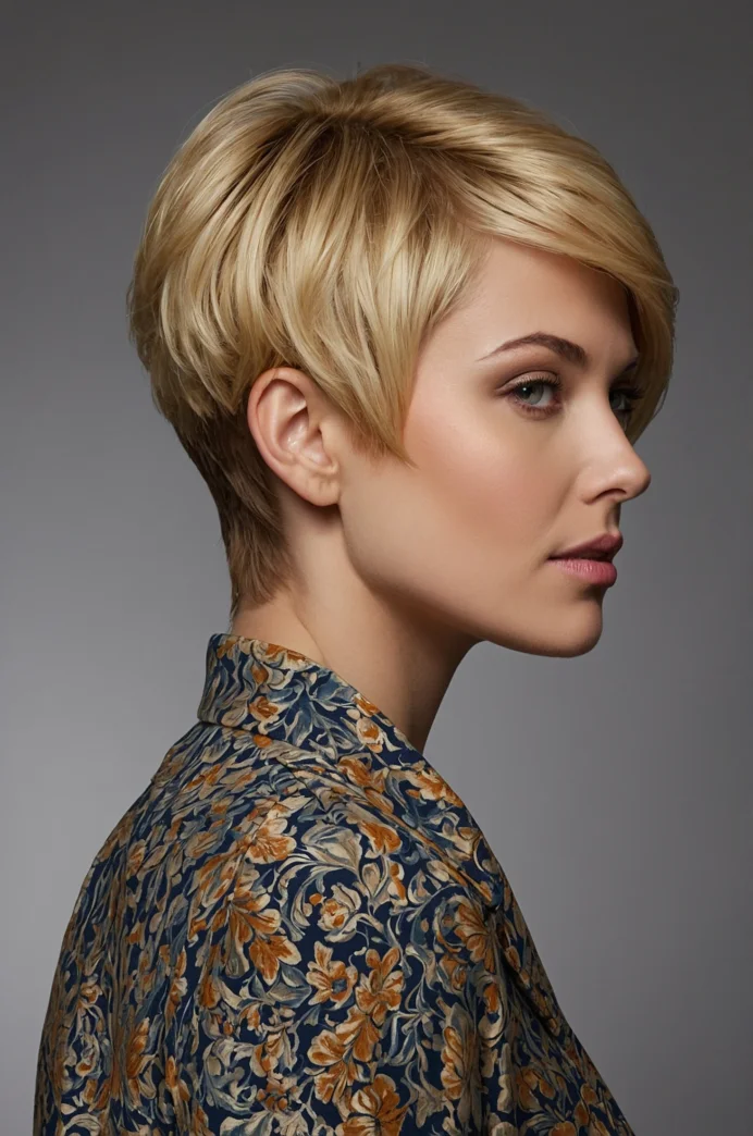 The Tapered Pixie with Long, Sweeping Layers on Top