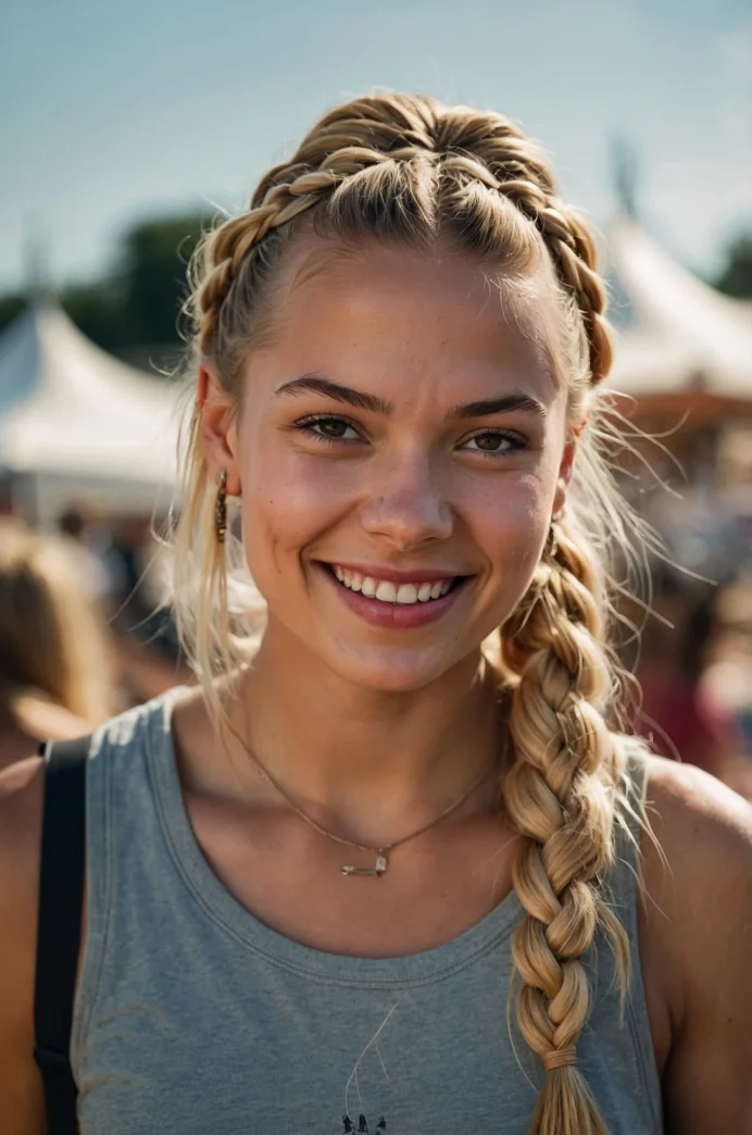 Twin Dutch Braids into a Ponytail