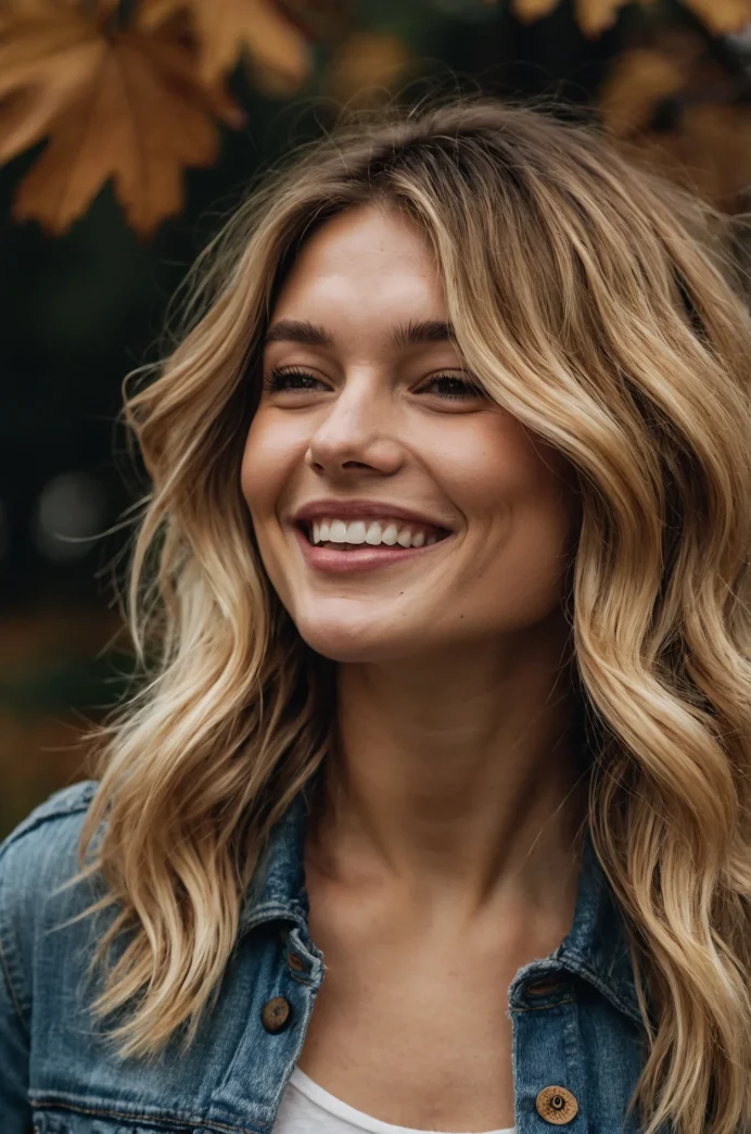 Wavy Lob with a Textured Curtain Fringe