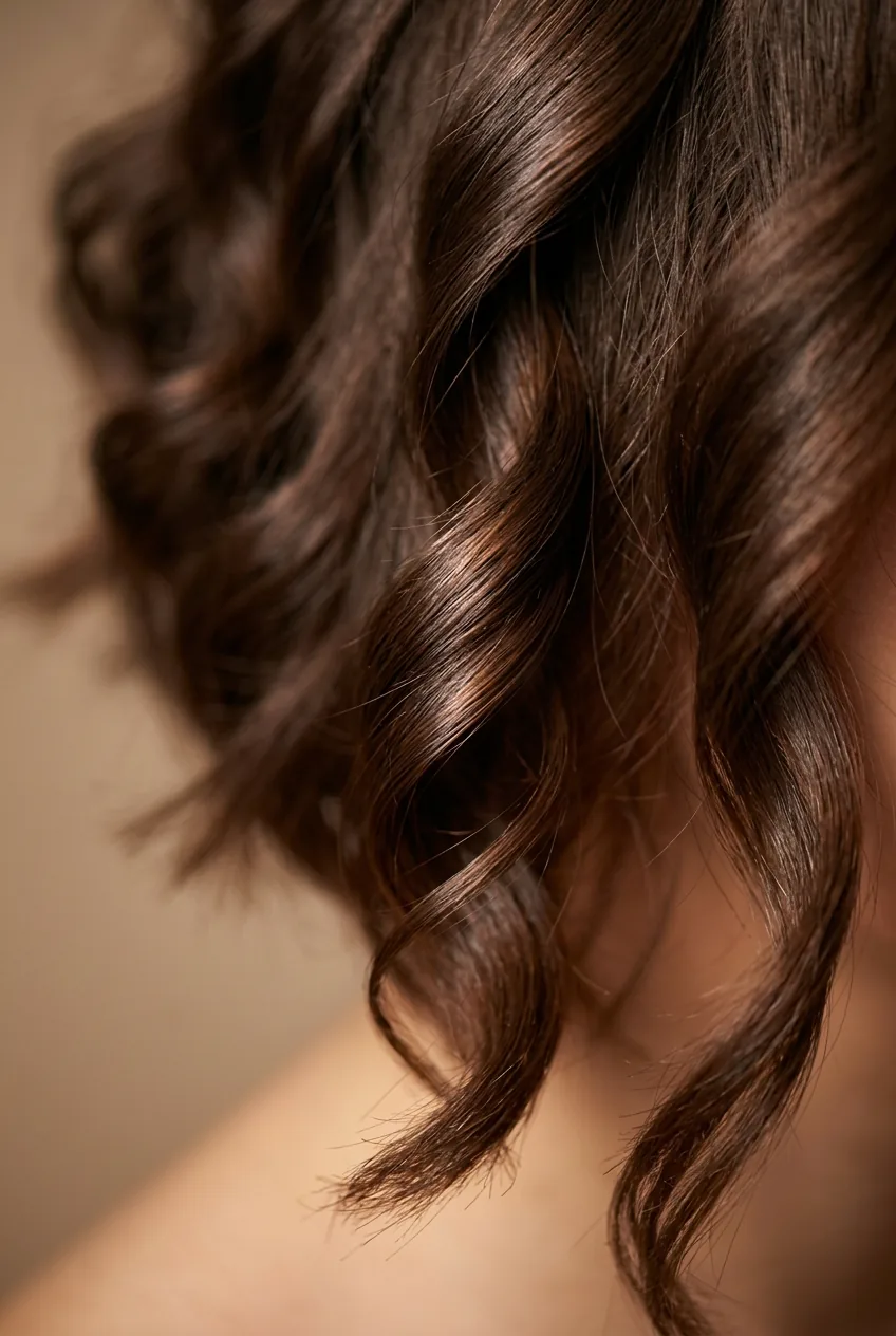 Woman with asymmetrical wavy bob showing dramatic length difference between jawline and shoulder sides
