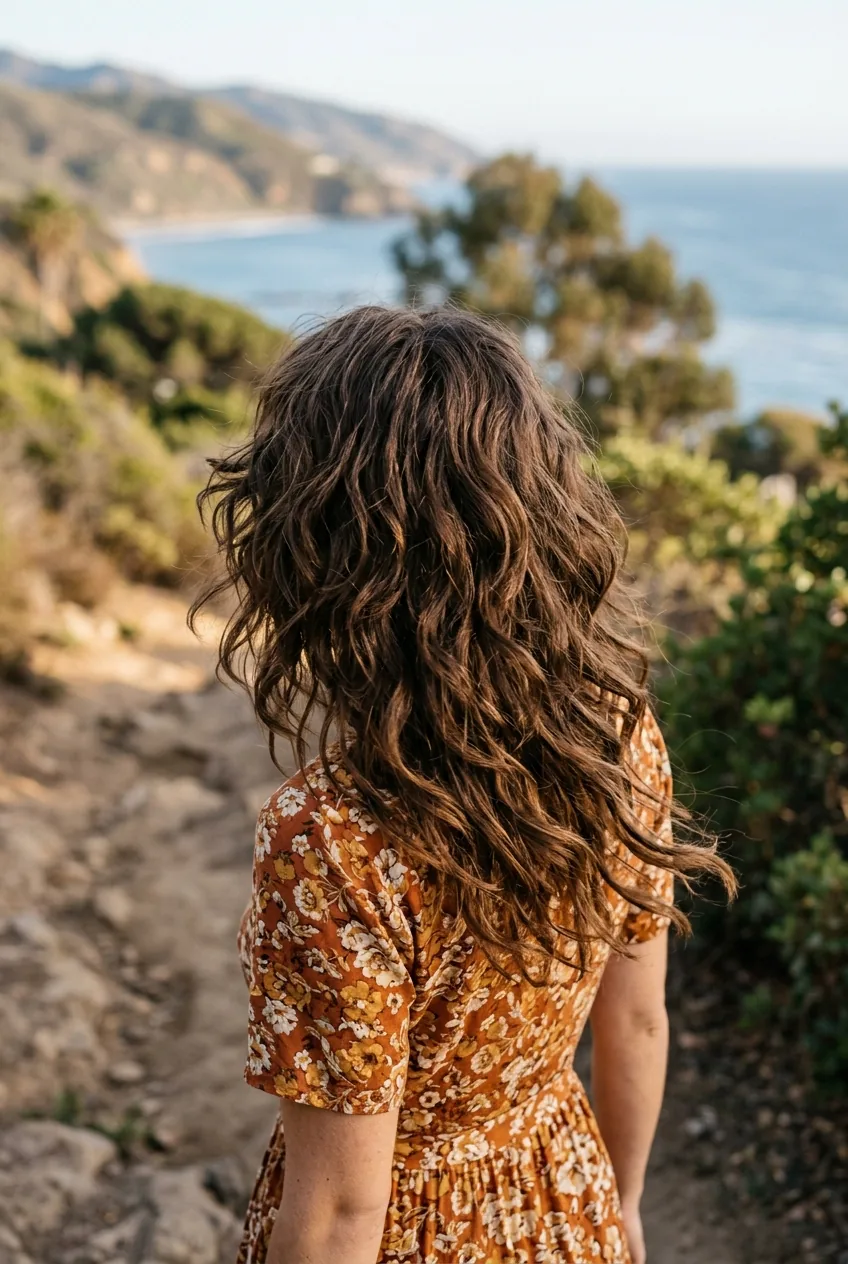 Back view of layered shag haircut demonstrating the cutting pattern and volume