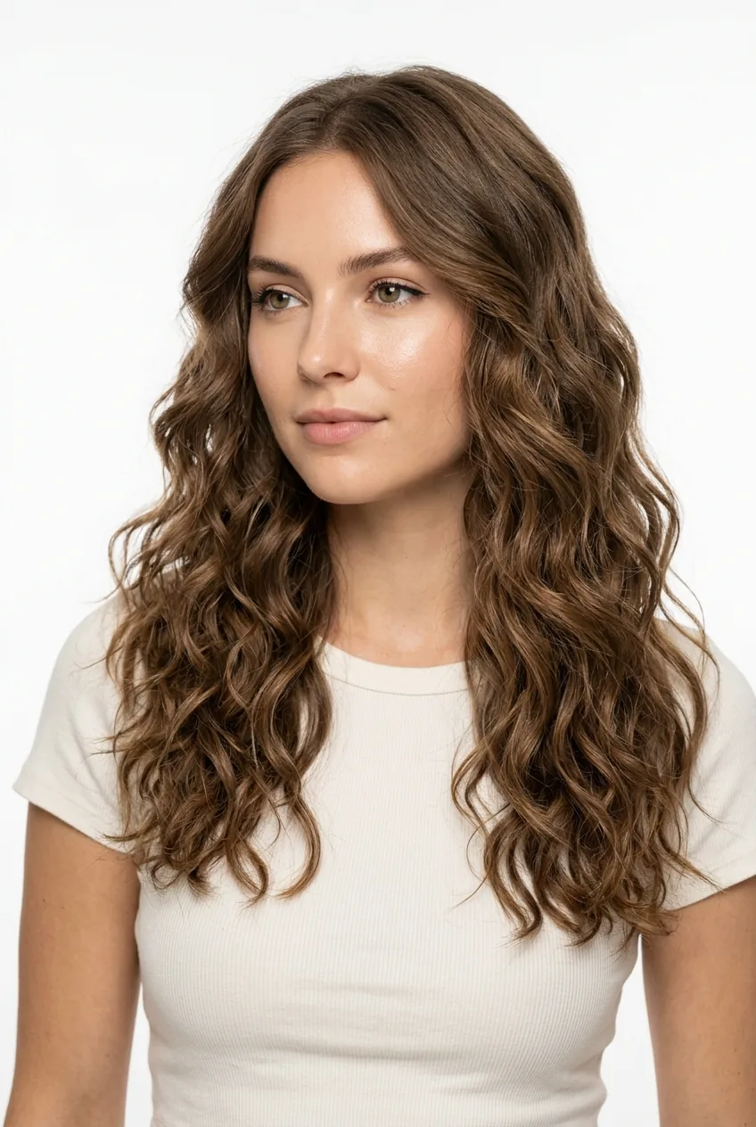 Woman with natural textured beach waves showing effortless movement and definition