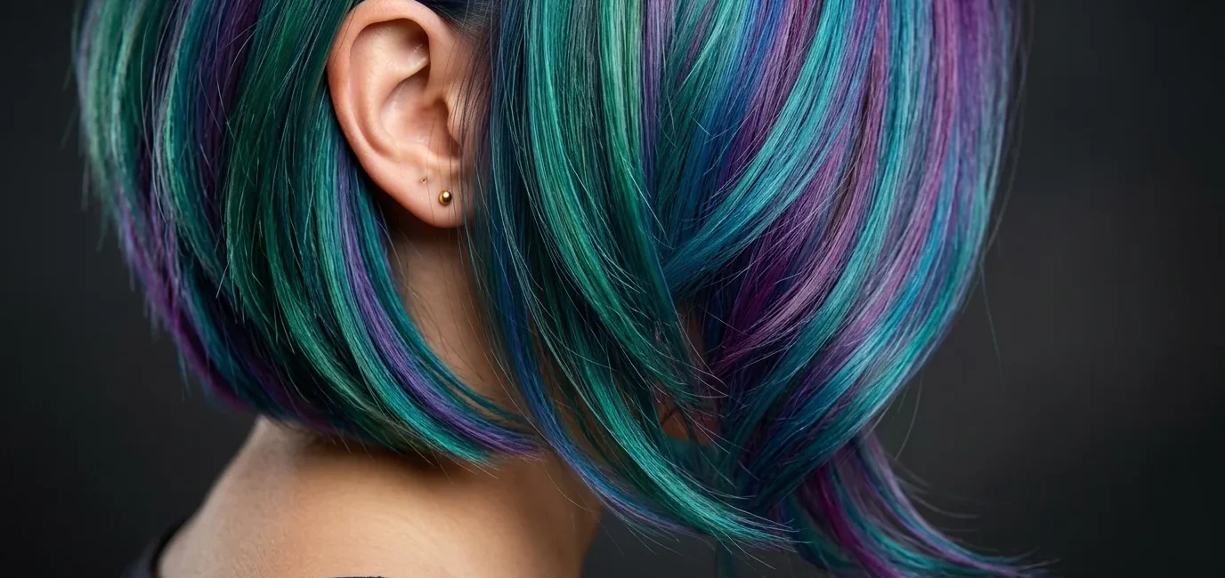 Collection of bold colored bob hairstyles showing various vibrant color techniques and cutting styles