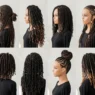Collection of various braided hairstyles on Black women showing different textures and techniques