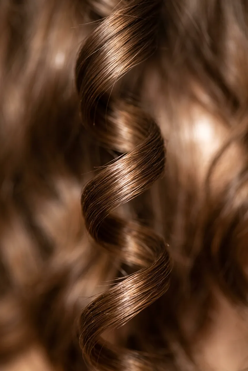 Classic wavy lob hairstyle hitting just above collarbone with subtle face-framing layers