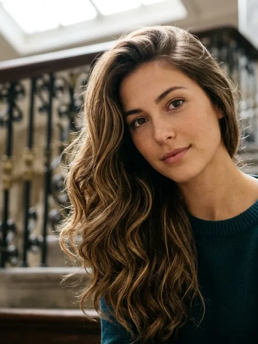 Woman with elegant graduation hairstyle in natural light showing hair texture and length