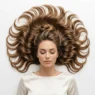 Woman with elegant twisted half up hairstyle showing upper sections pulled back with loose waves flowing below