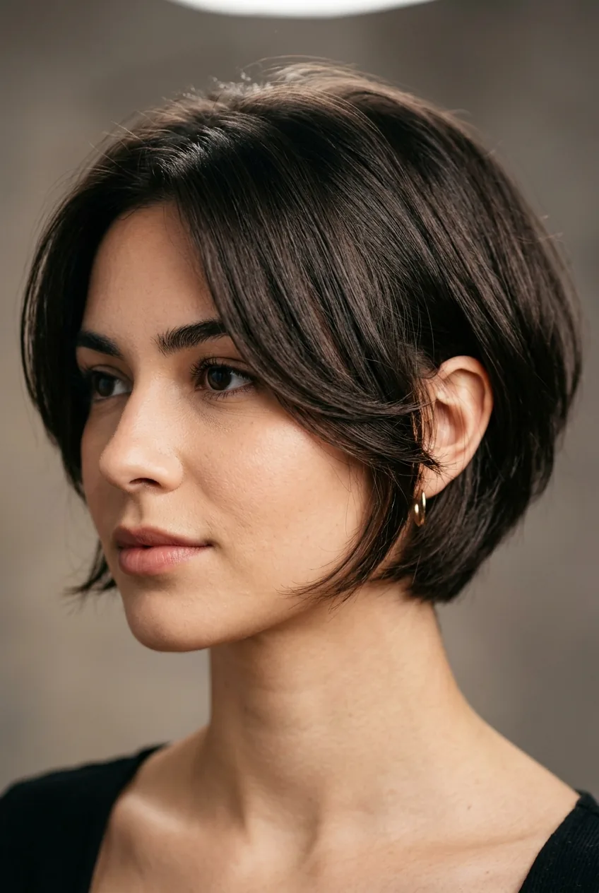 Professional close-up of layered bob cut demonstrating perfect weight distribution and cutting precision