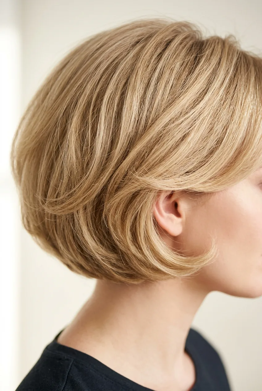 Fine hair in classic bob displaying maximum volume and smooth blowout styling