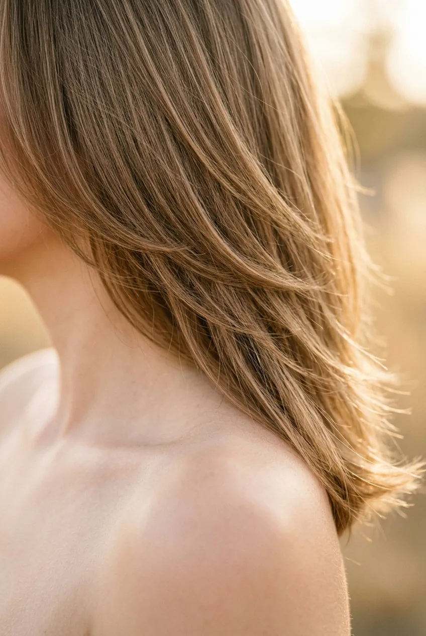 Fine layered hair demonstrating subtle graduation that adds body without removing weight