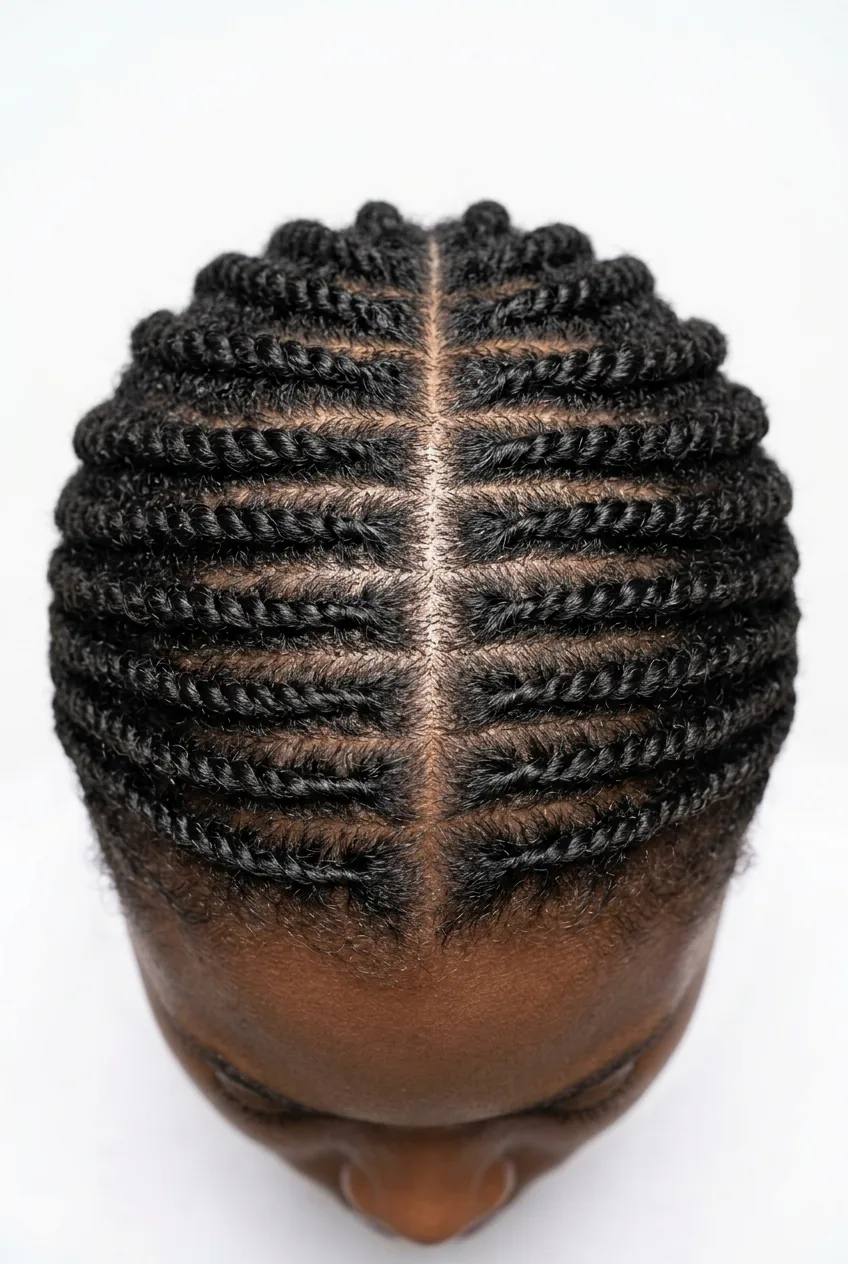 Flat twist protective style on 4A hair showing smooth technique and precision