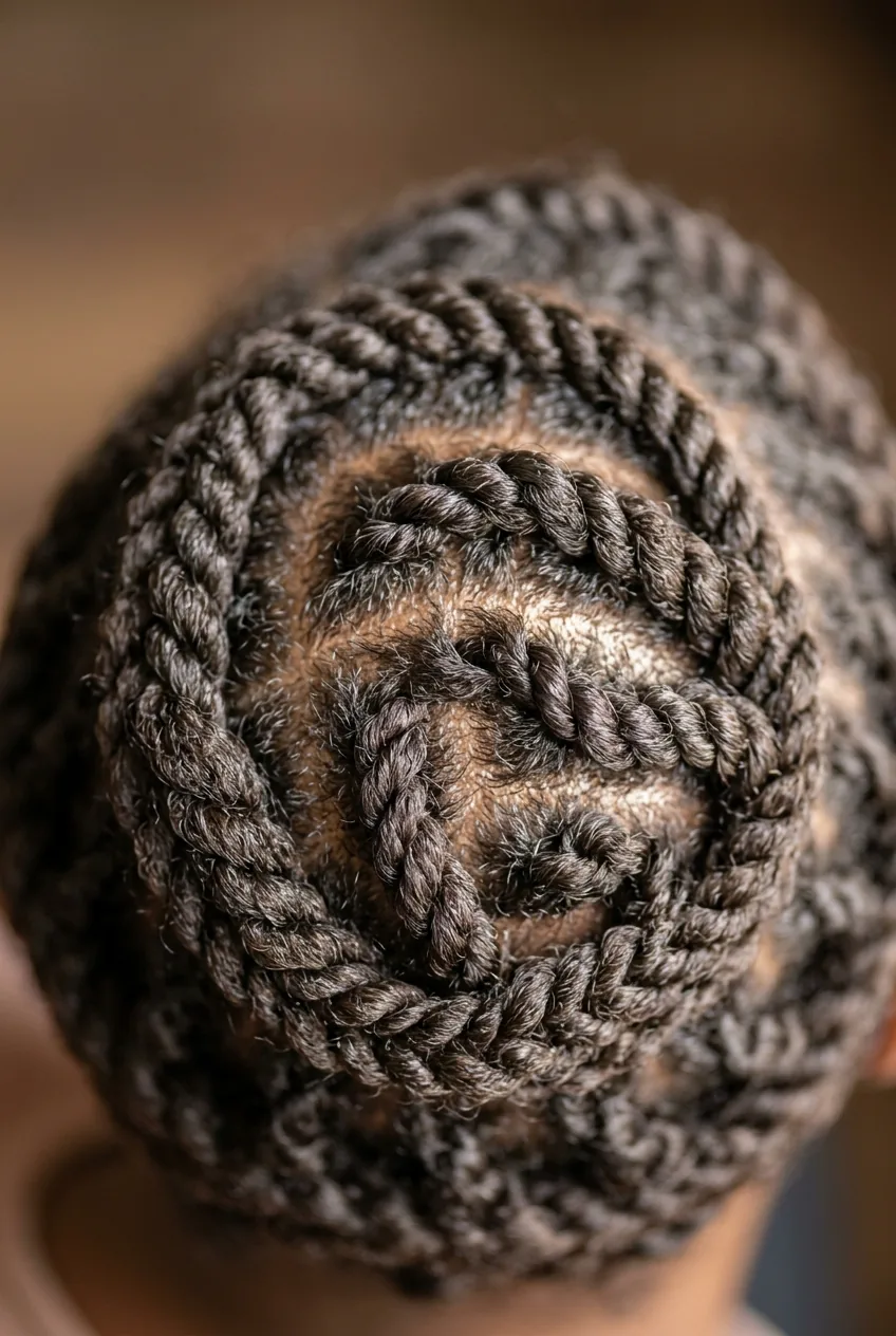 Flat twist crown technique on natural hair showing how twist lies close to scalp