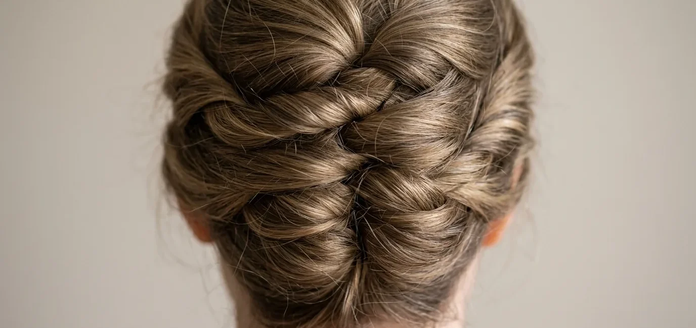 Close-up of French twist showing crossover technique with individual twisted strands visible