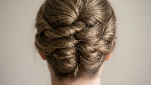 Close-up of French twist showing crossover technique with individual twisted strands visible