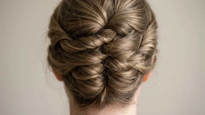 Close-up of French twist showing crossover technique with individual twisted strands visible