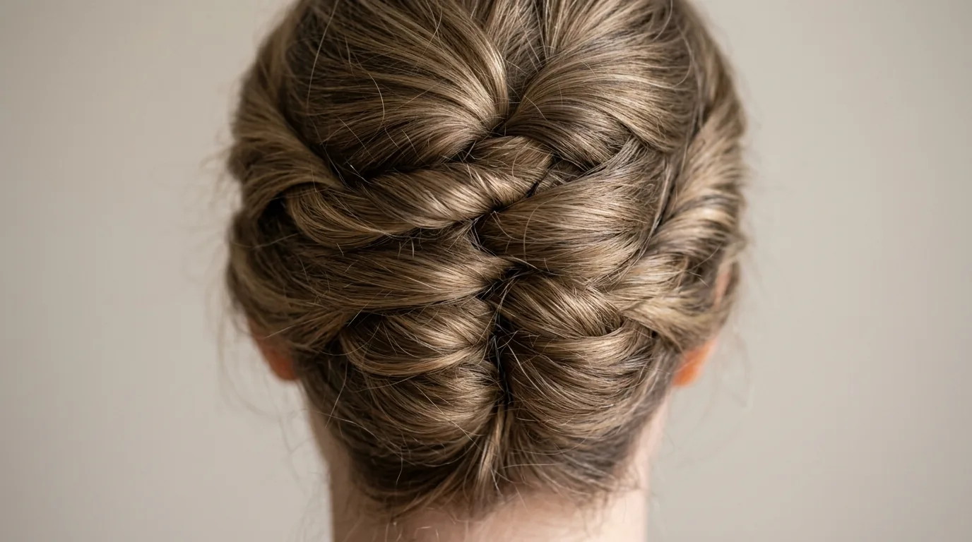 Close-up of French twist showing crossover technique with individual twisted strands visible