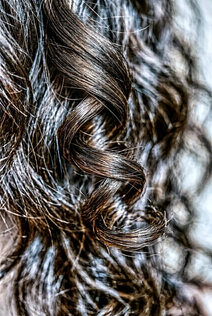 Heavily layered wavy shag with choppy texture creating maximum natural volume